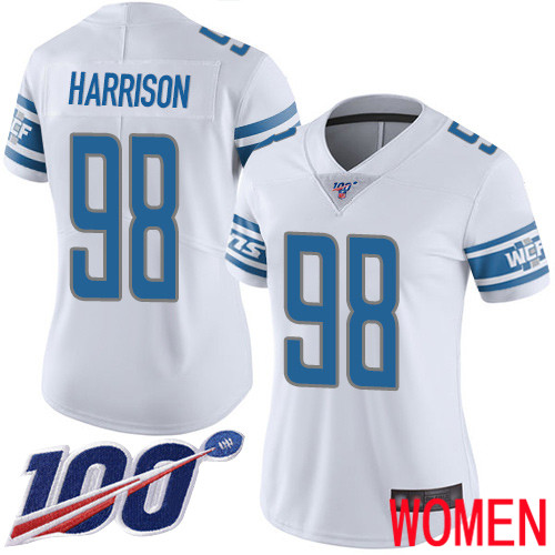Detroit Lions Limited White Women Damon Harrison Road Jersey NFL Football #98 100th Season Vapor Untouchable->women nfl jersey->Women Jersey